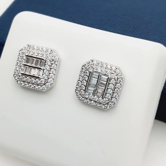 "925 Sterling Silver Plated CZ Earrings, EVBRS562 - Picture 2 of 10